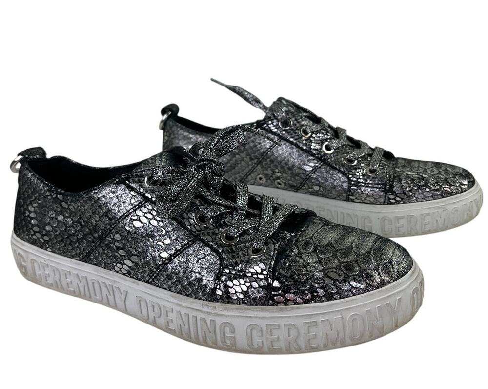 Opening Ceremony Gray La Cienega Silver Snake Python Casual Sneakers Size 38 7.5